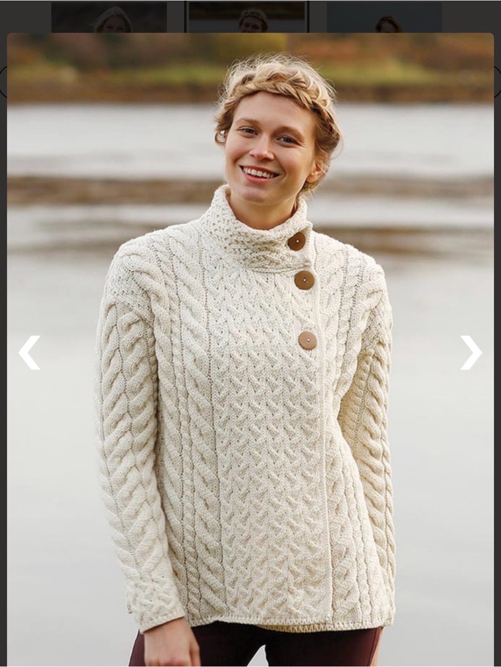 Cream Cable Knit Turtleneck Sweater - Women's